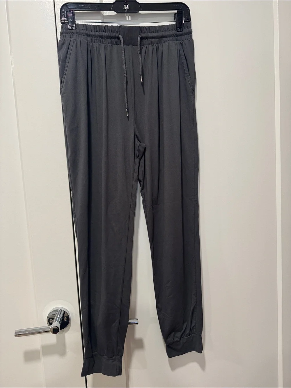 Women's Black Drawstring Track Pants - Casual Athletic Style